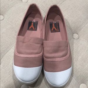 Shoes - Pink canvas sneakers with white rubber tips Shoes - Pink canvas sneakers with white rubber tips